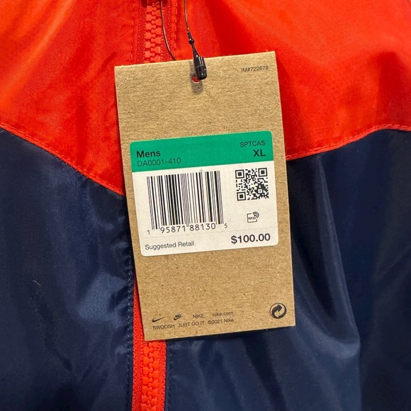 NWT Nike Windrunner Jacket Red Navy Full Zip Hooded Mens XL‎ DA0001-410 - Picture 10 of 10